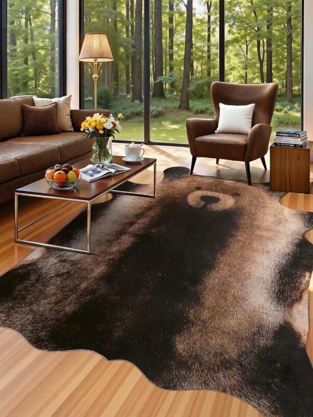 Bear Print Rug 4.6x5.2 Feet